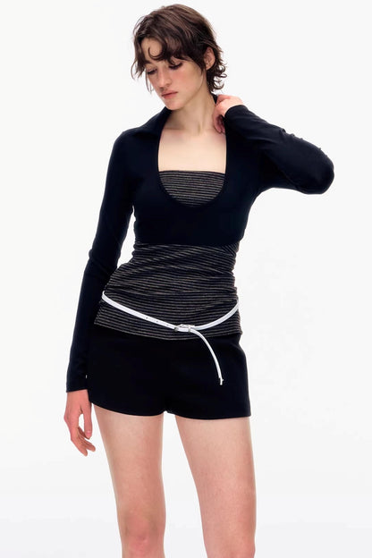 V-Neck Striped Tube Top