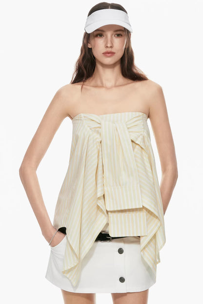 Yellow Striped Tube Top Style Skirt