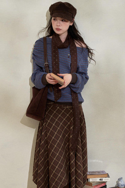 Retro Striped Off-Shoulder Top