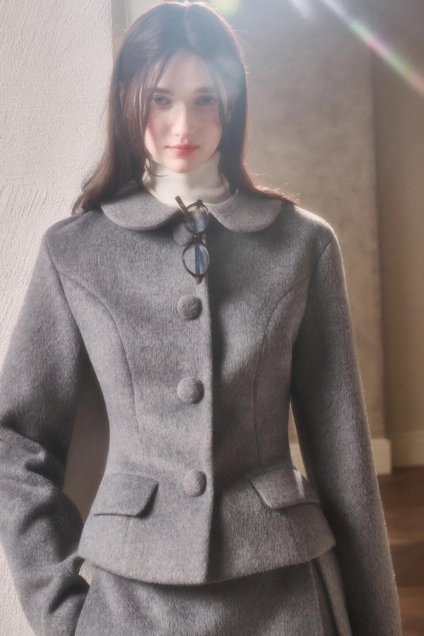 Vintage Woolen Jacket With Skirt Set-Up