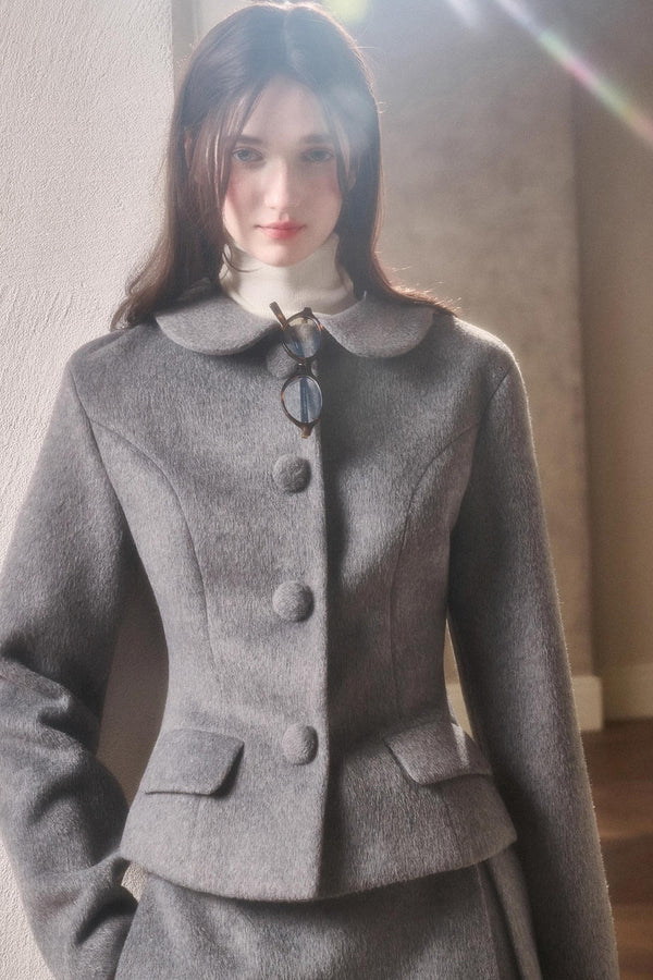 Vintage Woolen Jacket With Skirt Set-Up