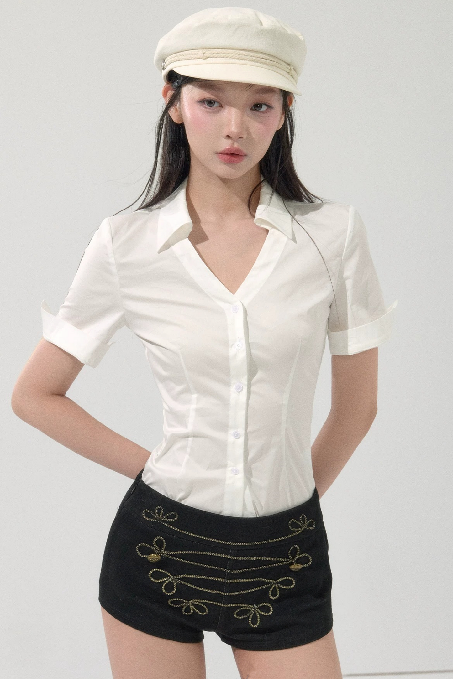 Waist-Slimming V-Neck Blouse