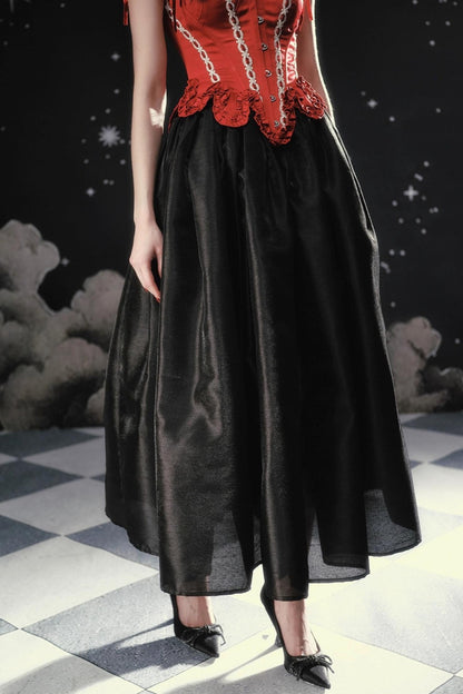 Pearlescent Satin Puffy Skirt