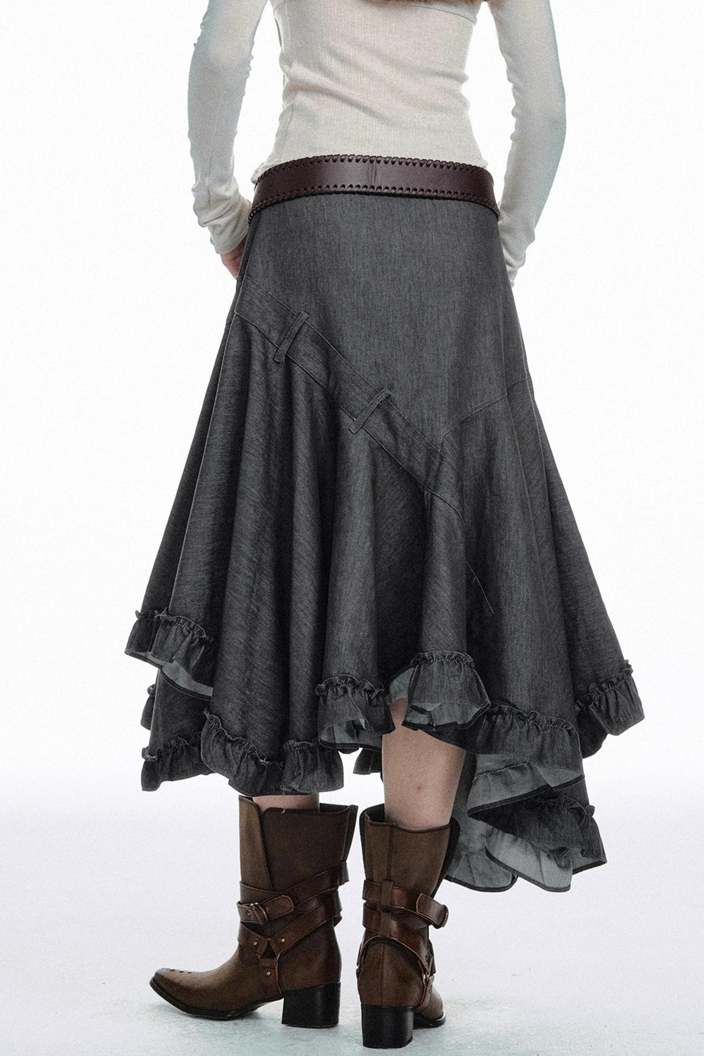 Versatile Solid Color Long Skirt