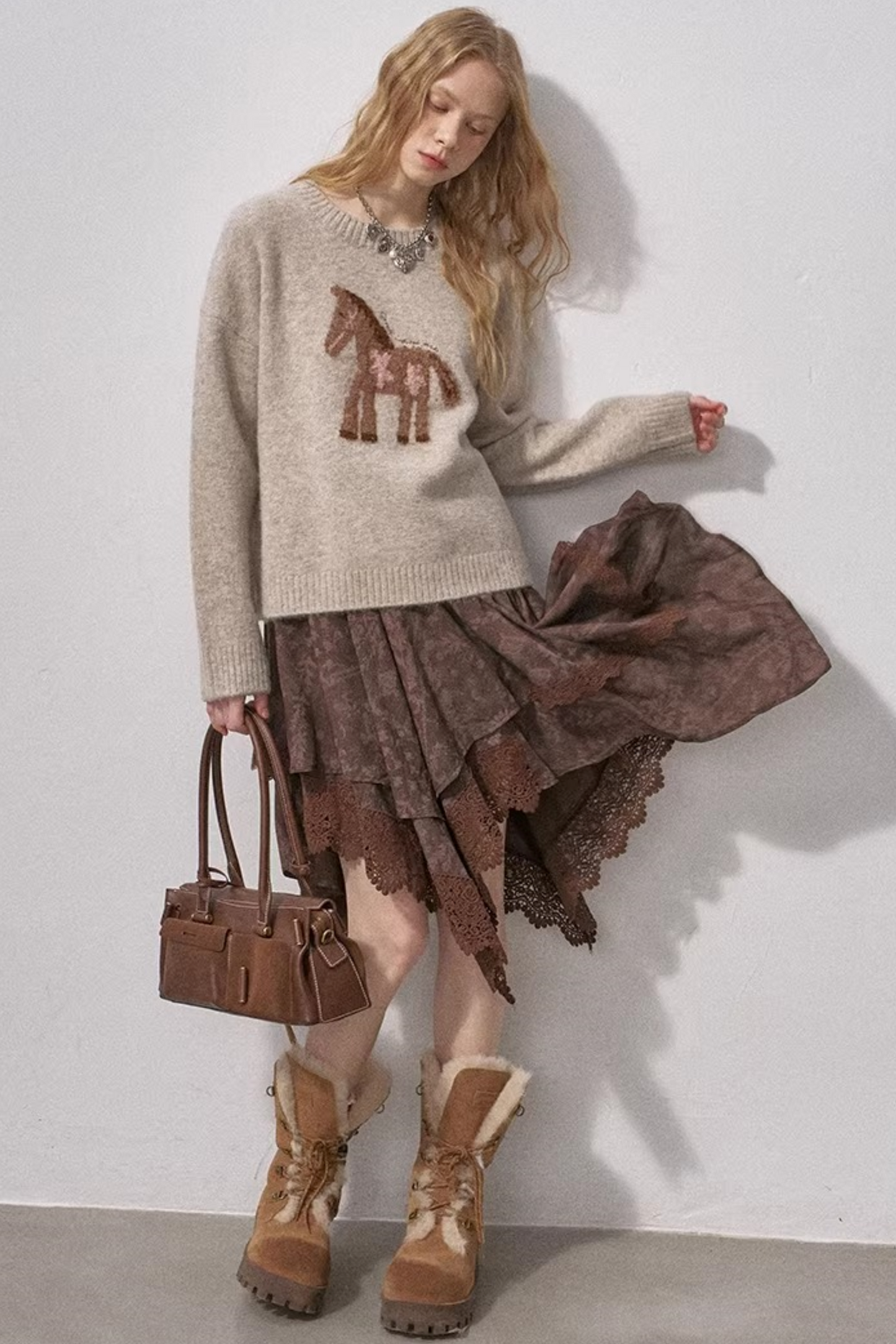 Lace Asymmetrical Layered Skirt