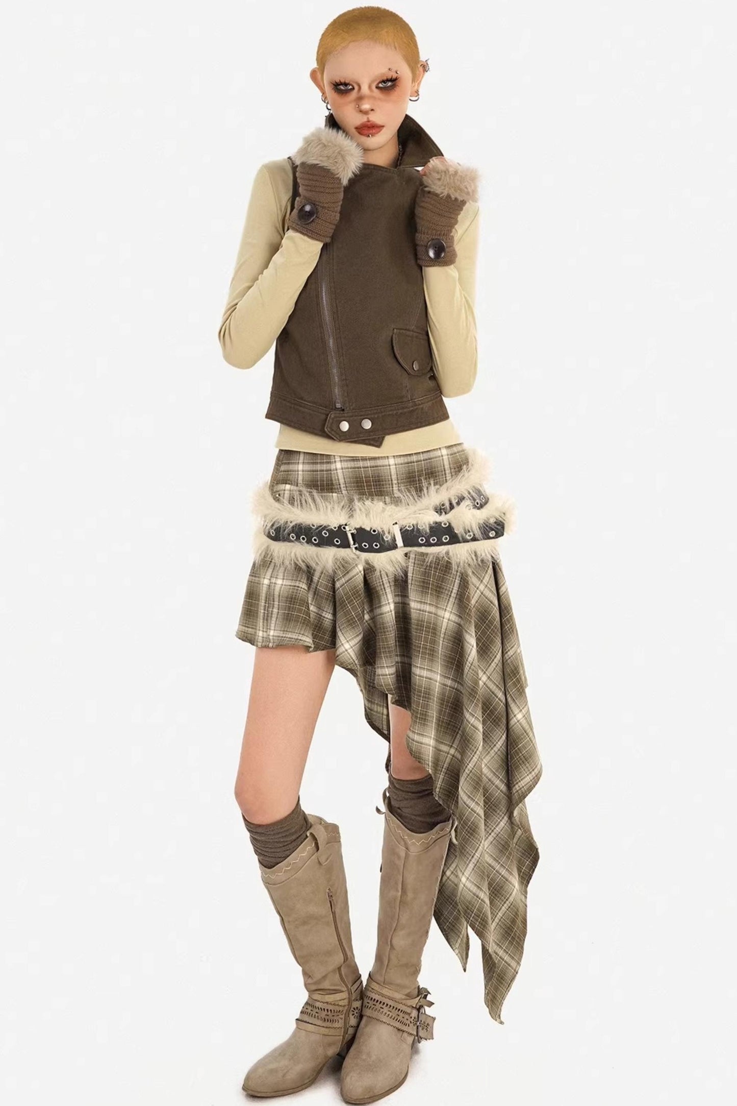 Retro Coffee Denim Vest Jacket
