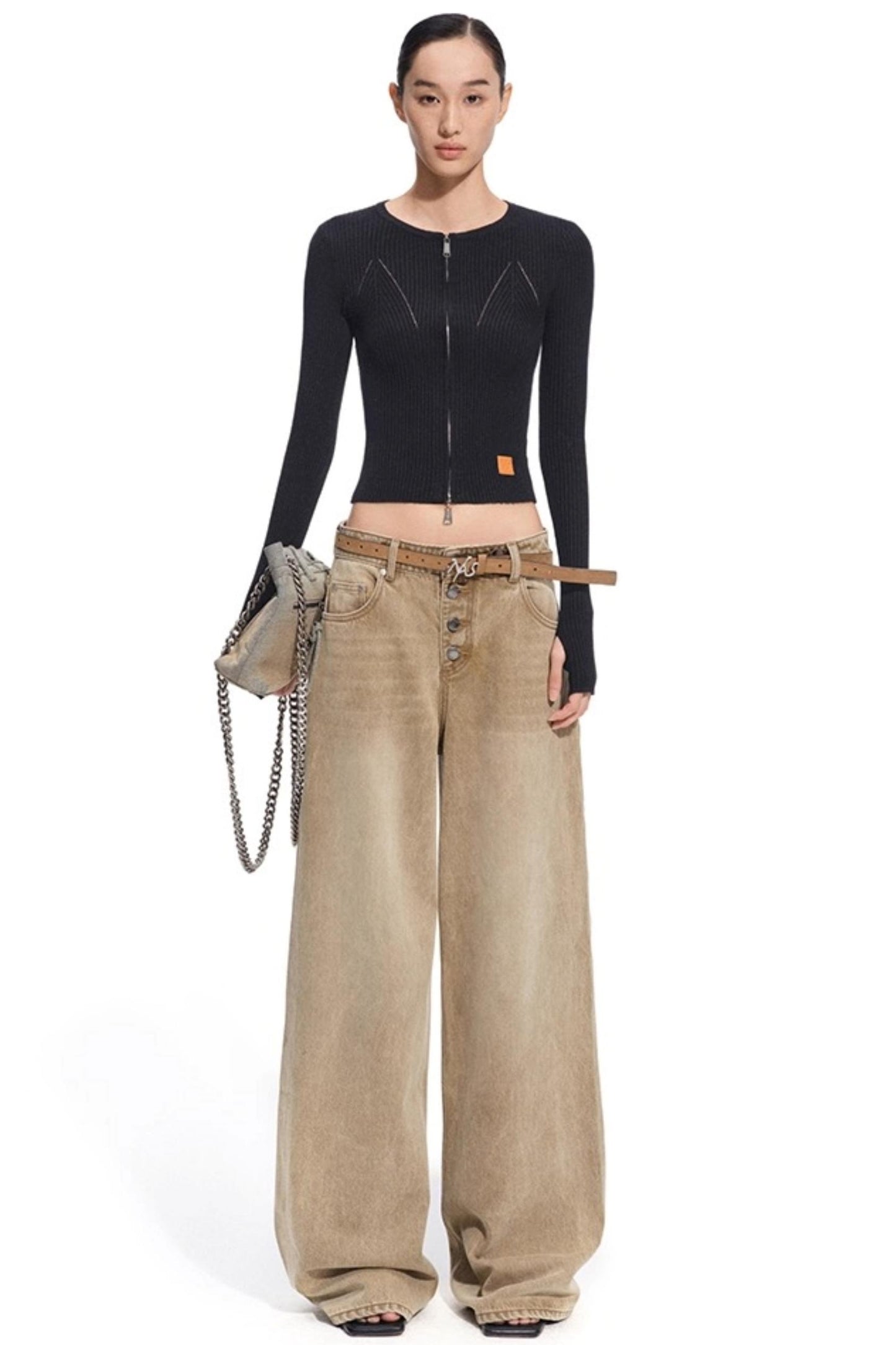 Heavy Washed Twill Denim Loose Jeans