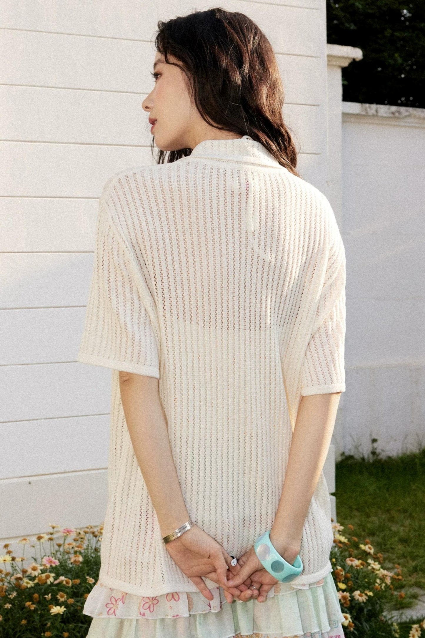 Off-White Woolen Striped Blouse