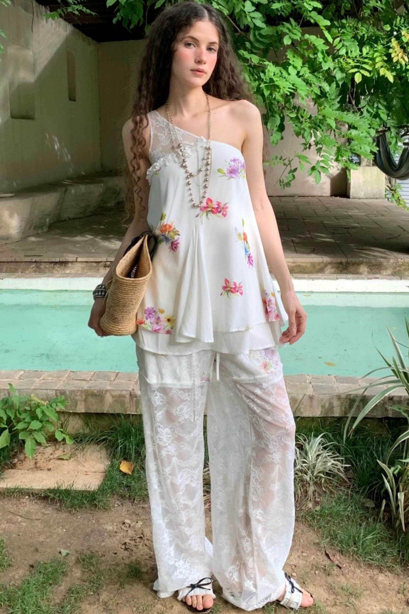 Lace Raglan Maxi Skirt Set-Up