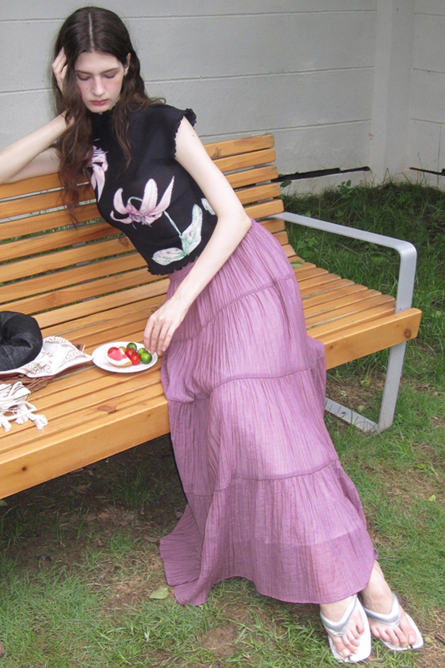 Whisper Purple Stretch Top With Purple Skirt Set-Up