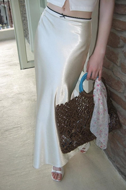 Uena Satin Lace Bow Skirt