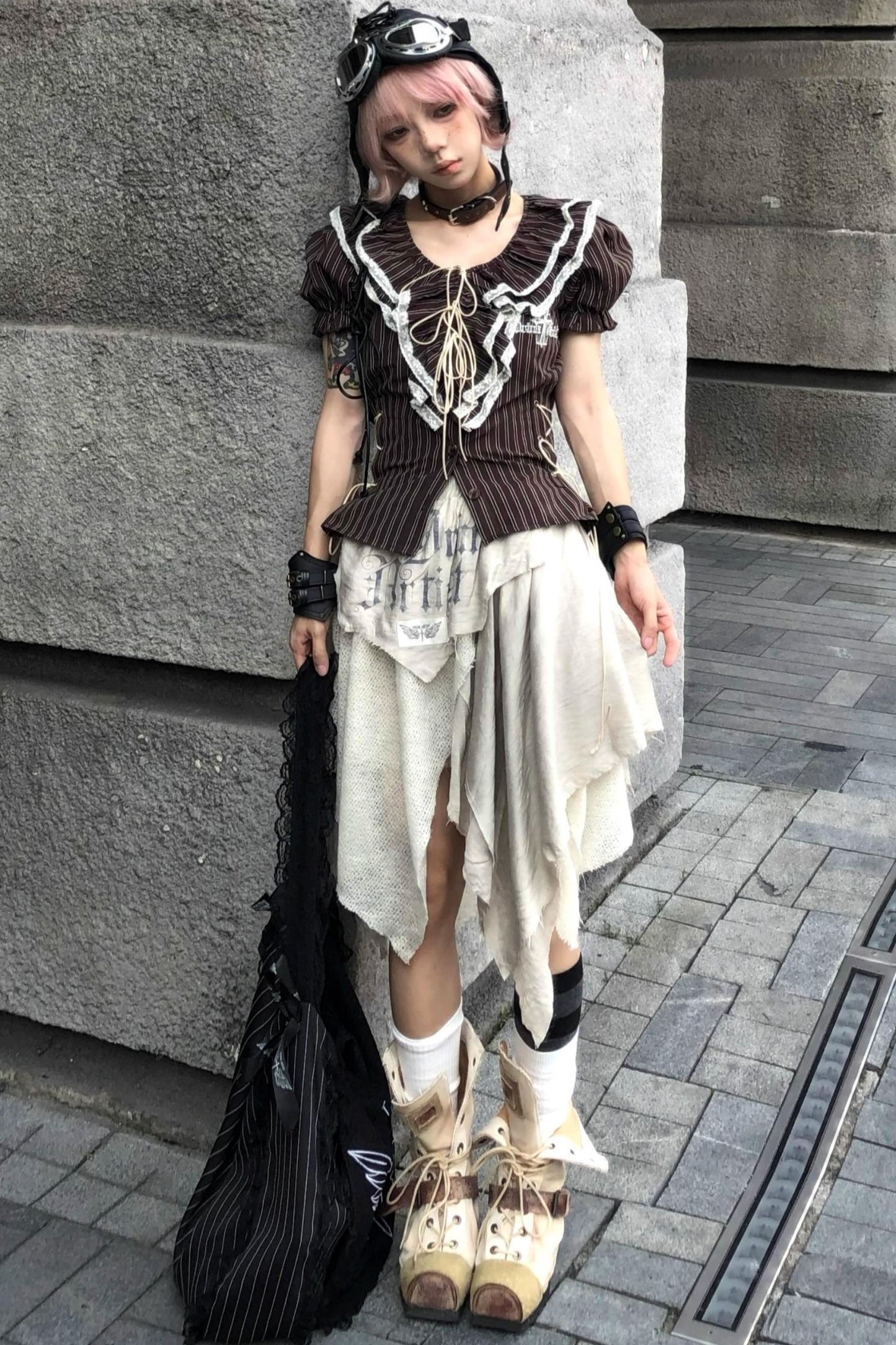 Irregular Splicing Print Skirt