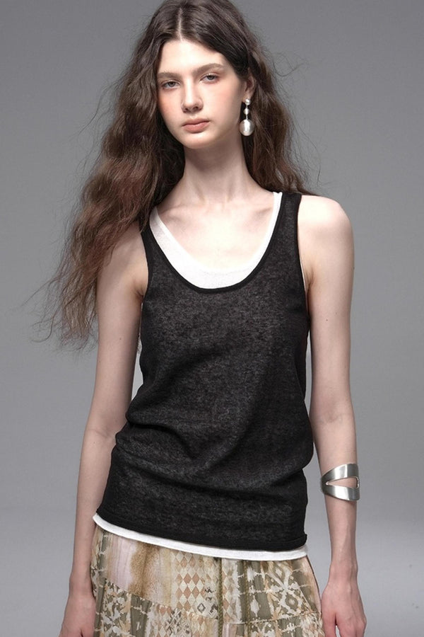 Tri-Color Linen Vest