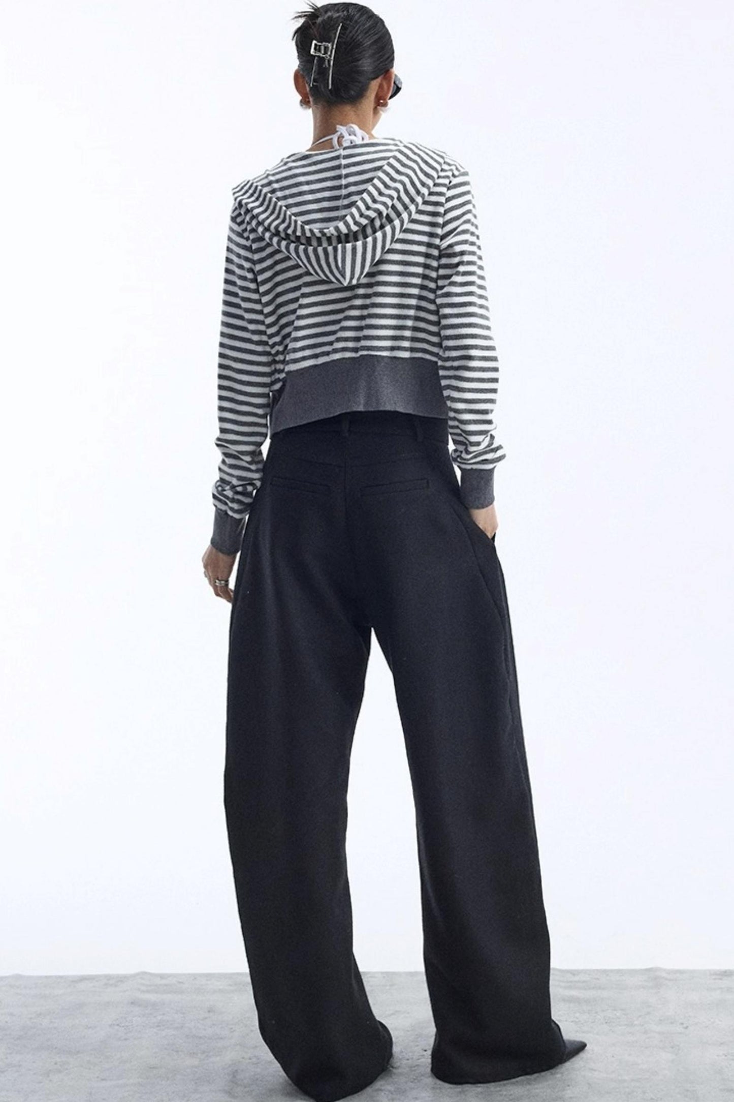 Black Wool Scimitar Trousers