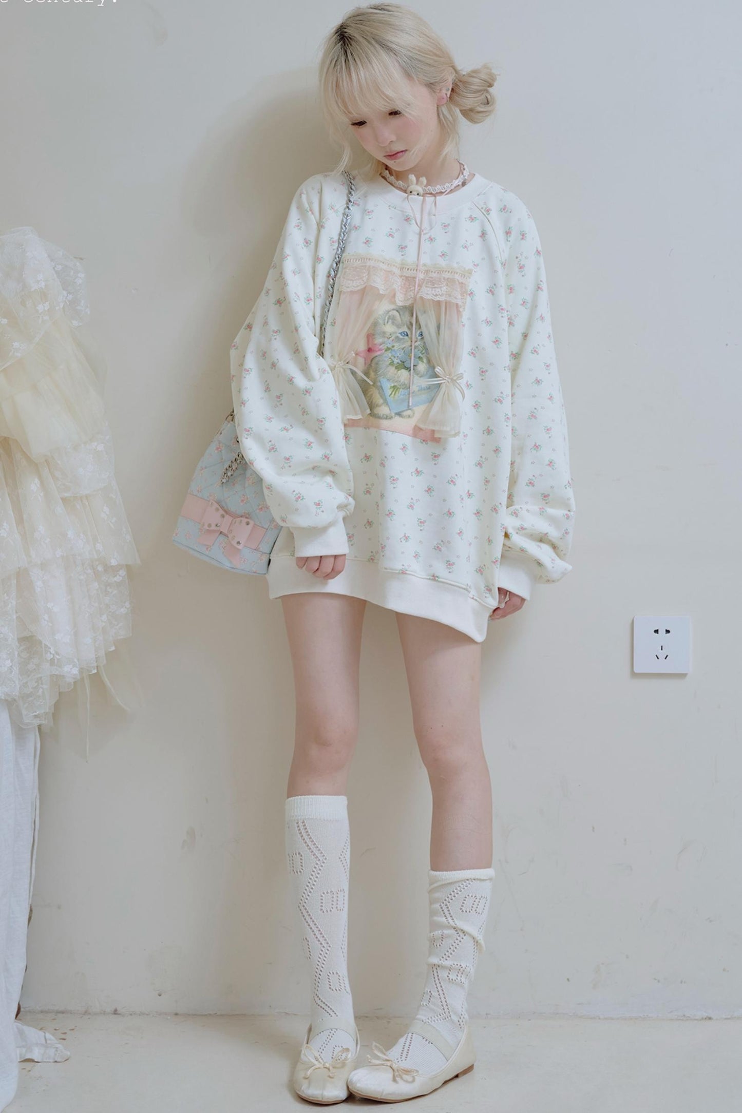 Vintage Kitten Print Top