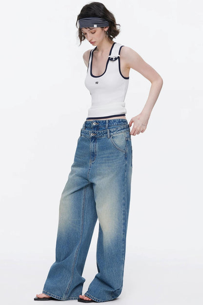 Asymmetrical Color-Blocking Tank Top