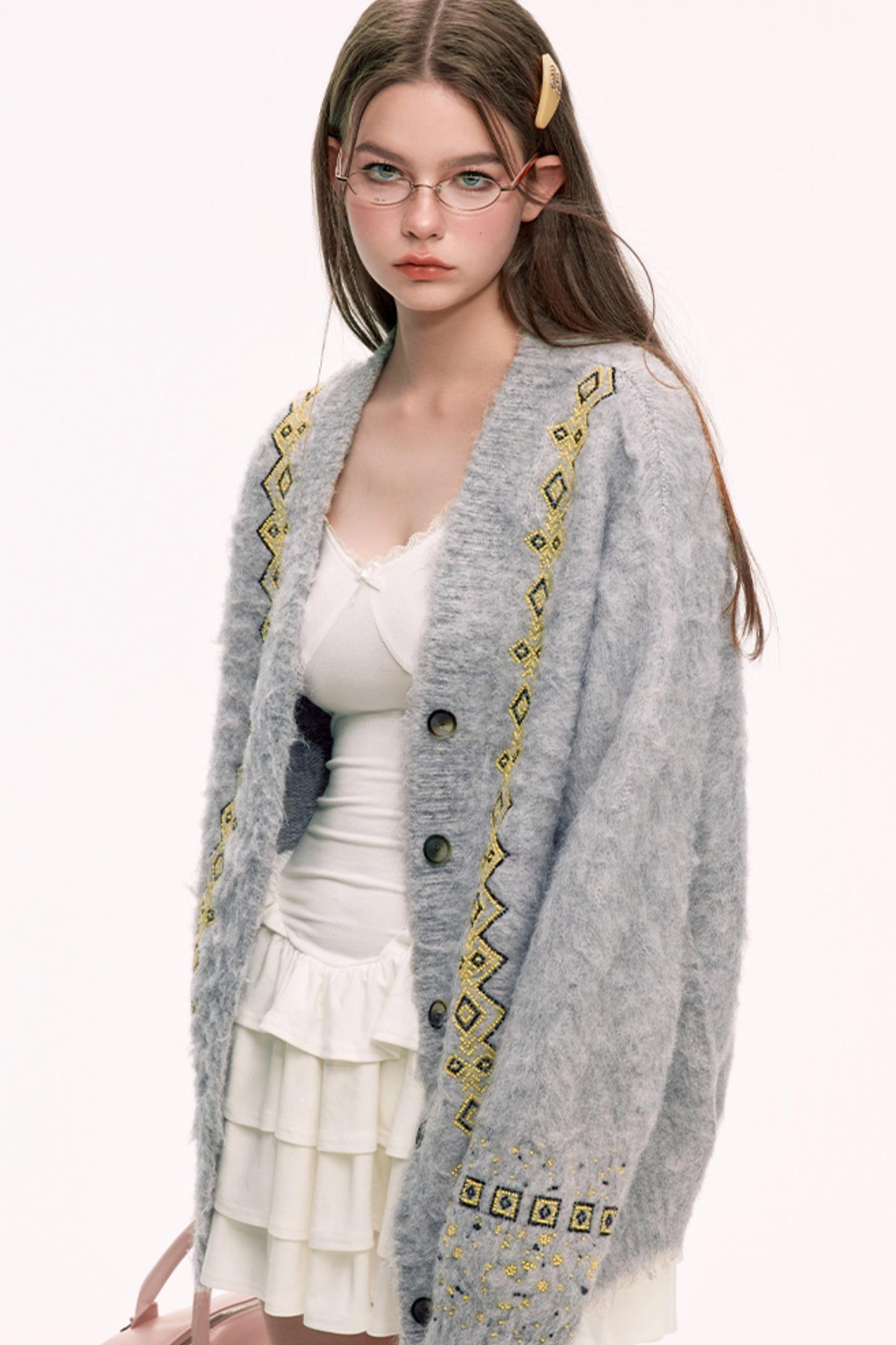 Loose Fit Embroidered Cardigan