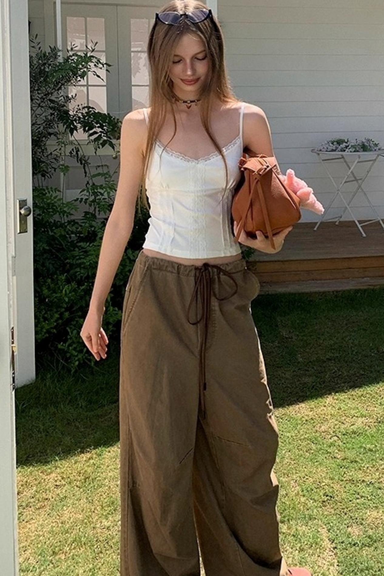 Drawstring Straight Leg Casual Pants