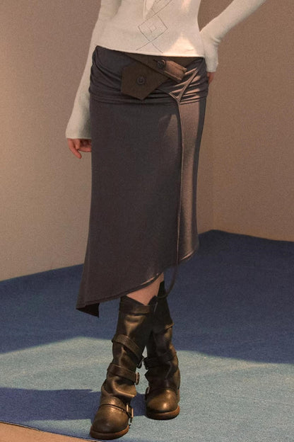 Faux Suede Knitted Skirt