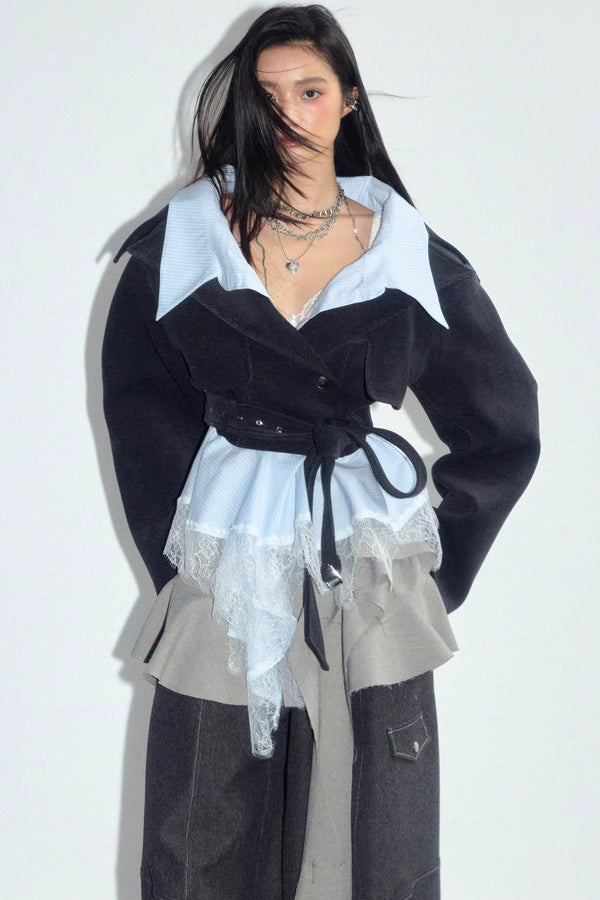 Vintage Lace Silhouette Short Top