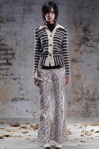 Vintage Leopard Print Flared Pants