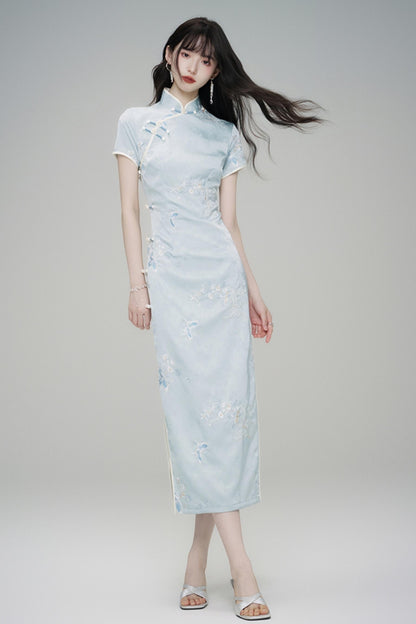 Chinese Style Embroidered Short Sleeve Dress