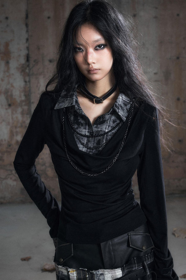 Swing Collar Long Sleeve Shirt