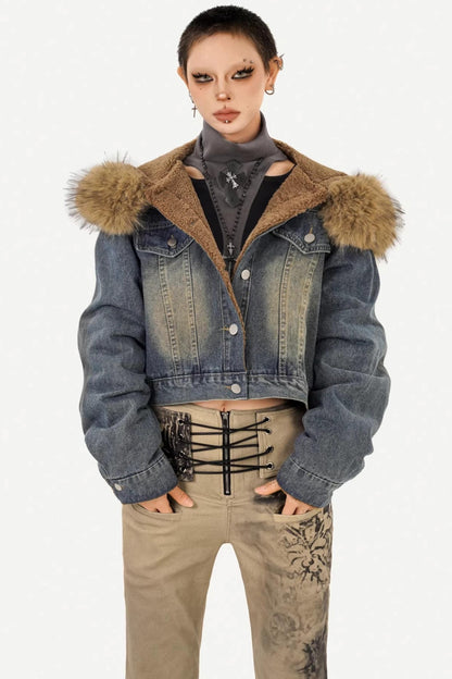 Retro Hooded Denim Jacket