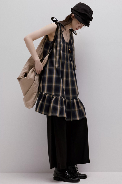 Imitation Linen Black Cropped Pants