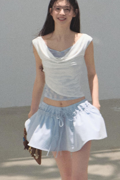 Swing Neck Check Slim Fit Crop Top