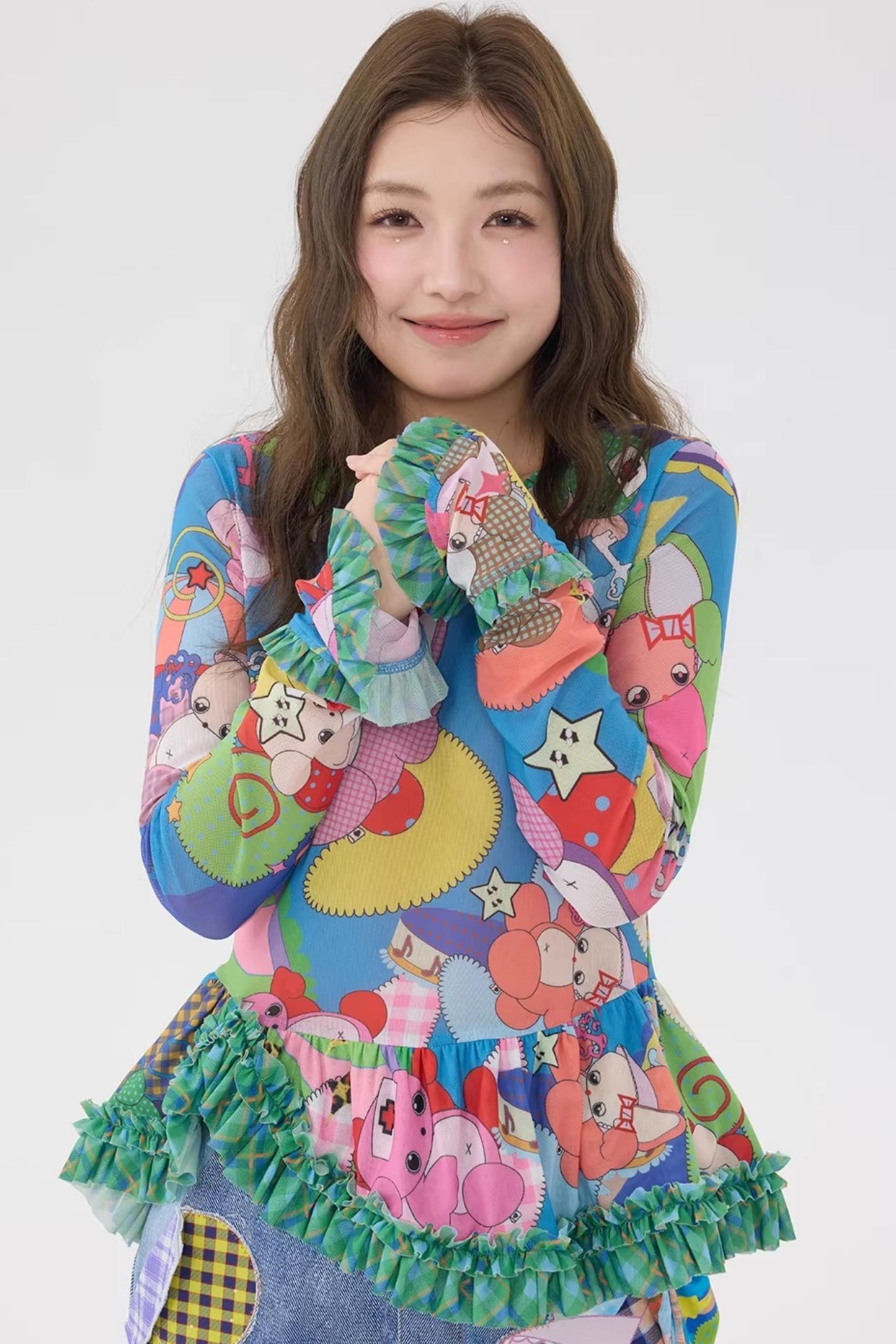 Two-Tone Lace Trim Top