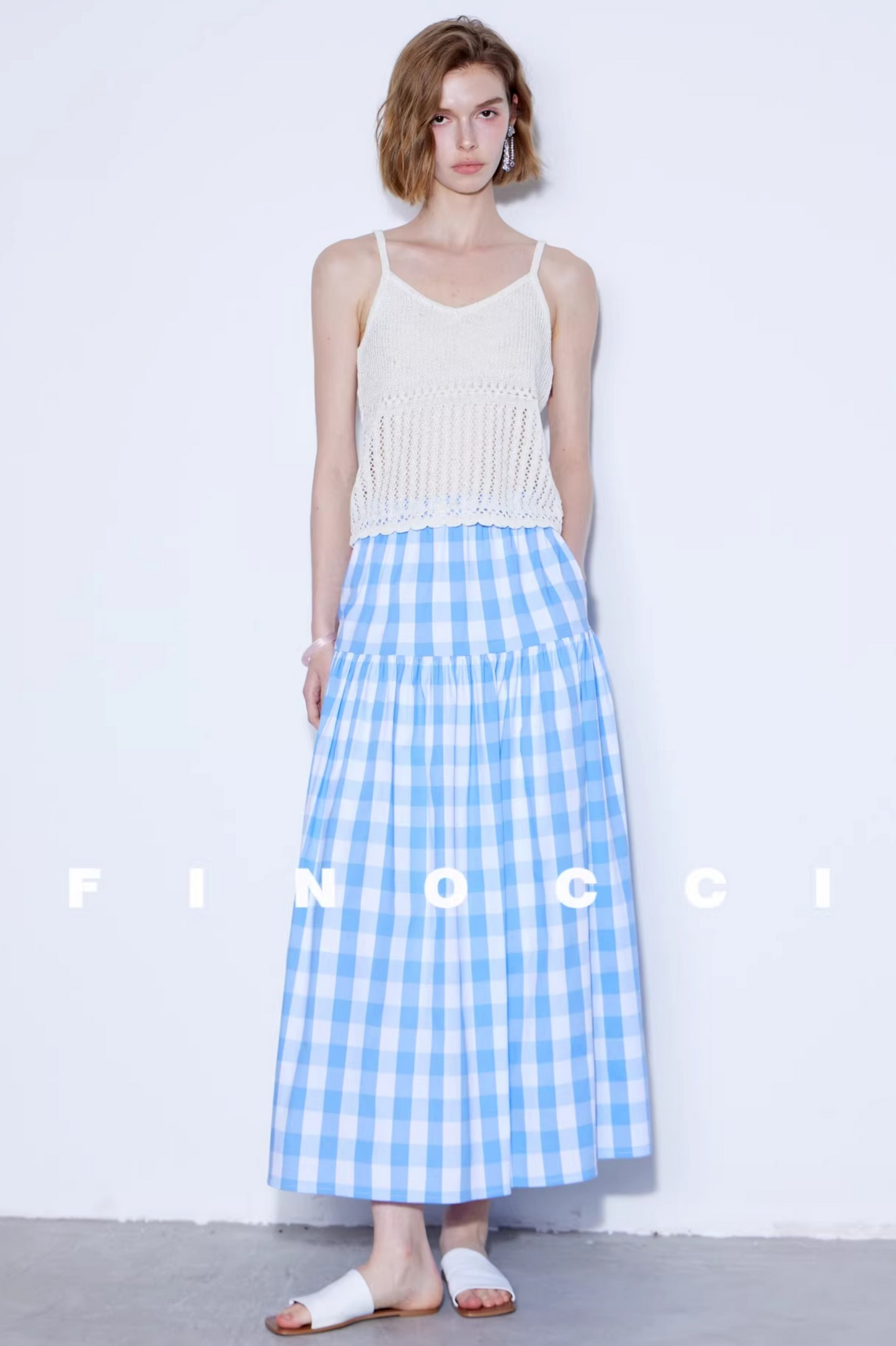 Yarn-Dyed Plaid A-Line Skirt