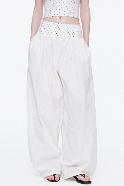 Elegant off-white minimalist wide-leg pants