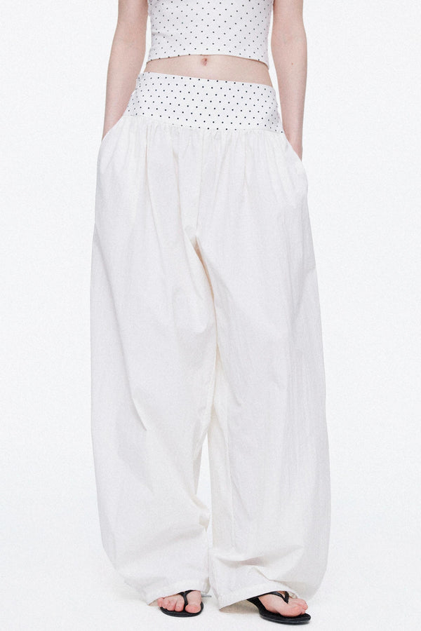 Elegant off-white minimalist wide-leg pants