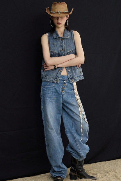 Ocean Blue Denim Vest