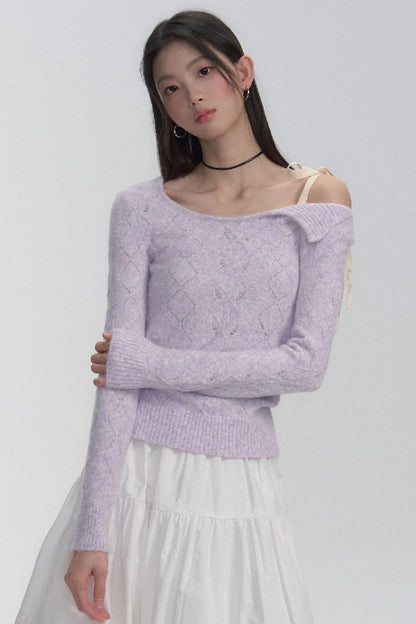 Slanted Shoulder Knit Top