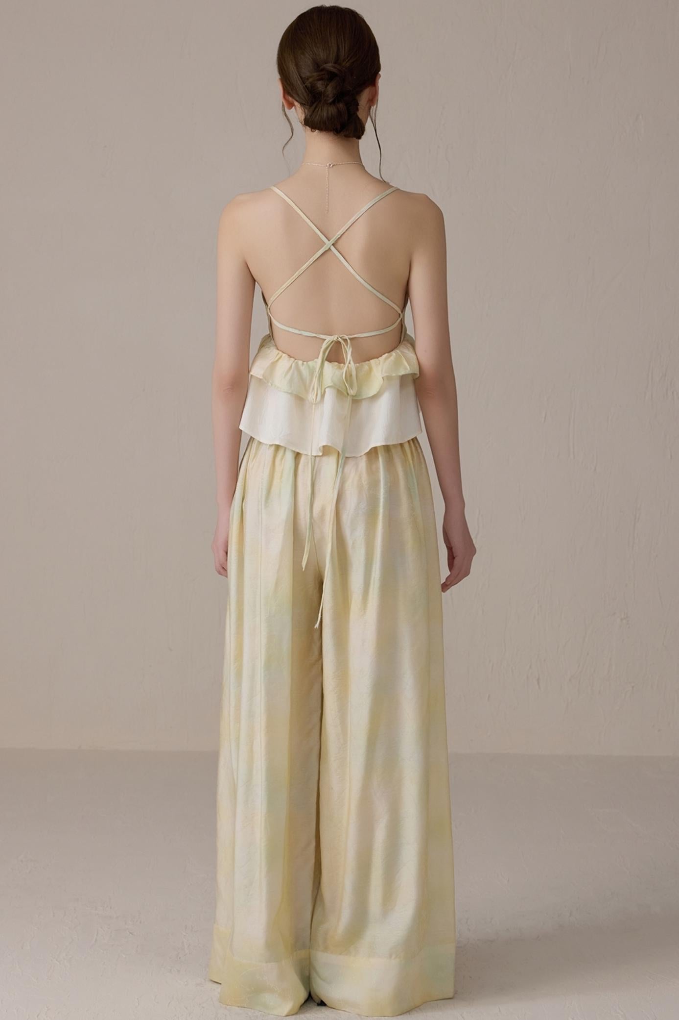 Romantic V-Neck Color Block Top