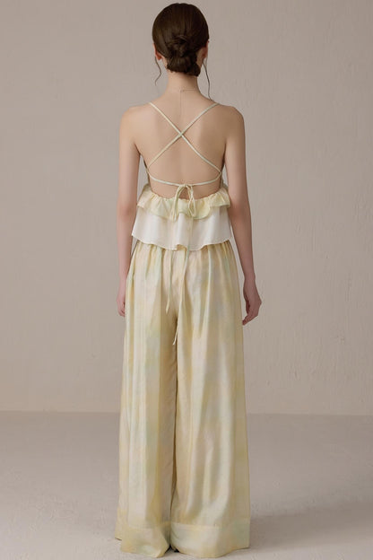 Romantic V-Neck Color Block Top