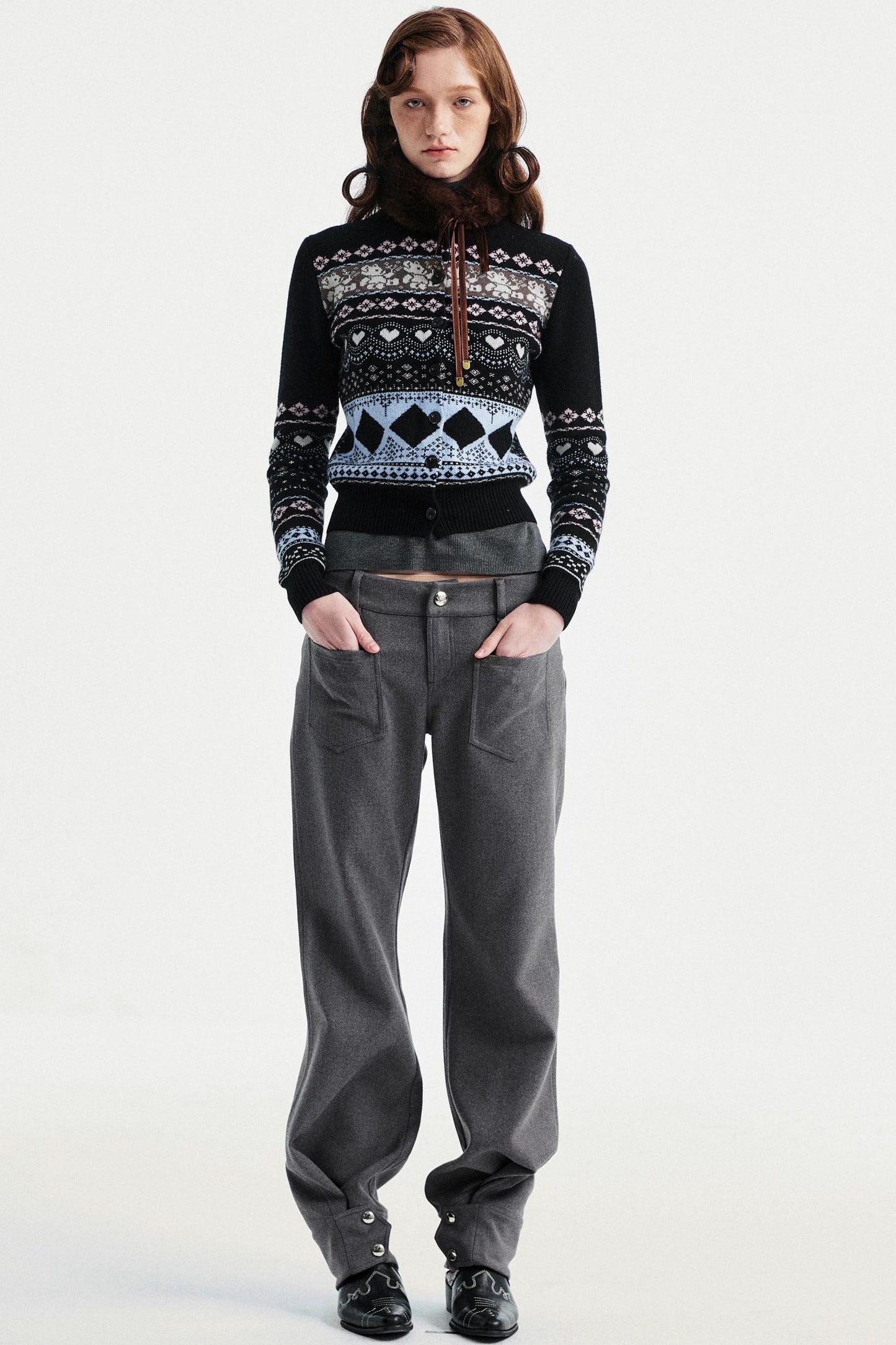 Khaki Tapered Flared Pants