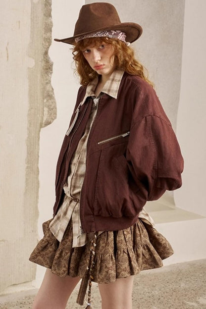 Kitten Badge Dropped Shoulder Jacket