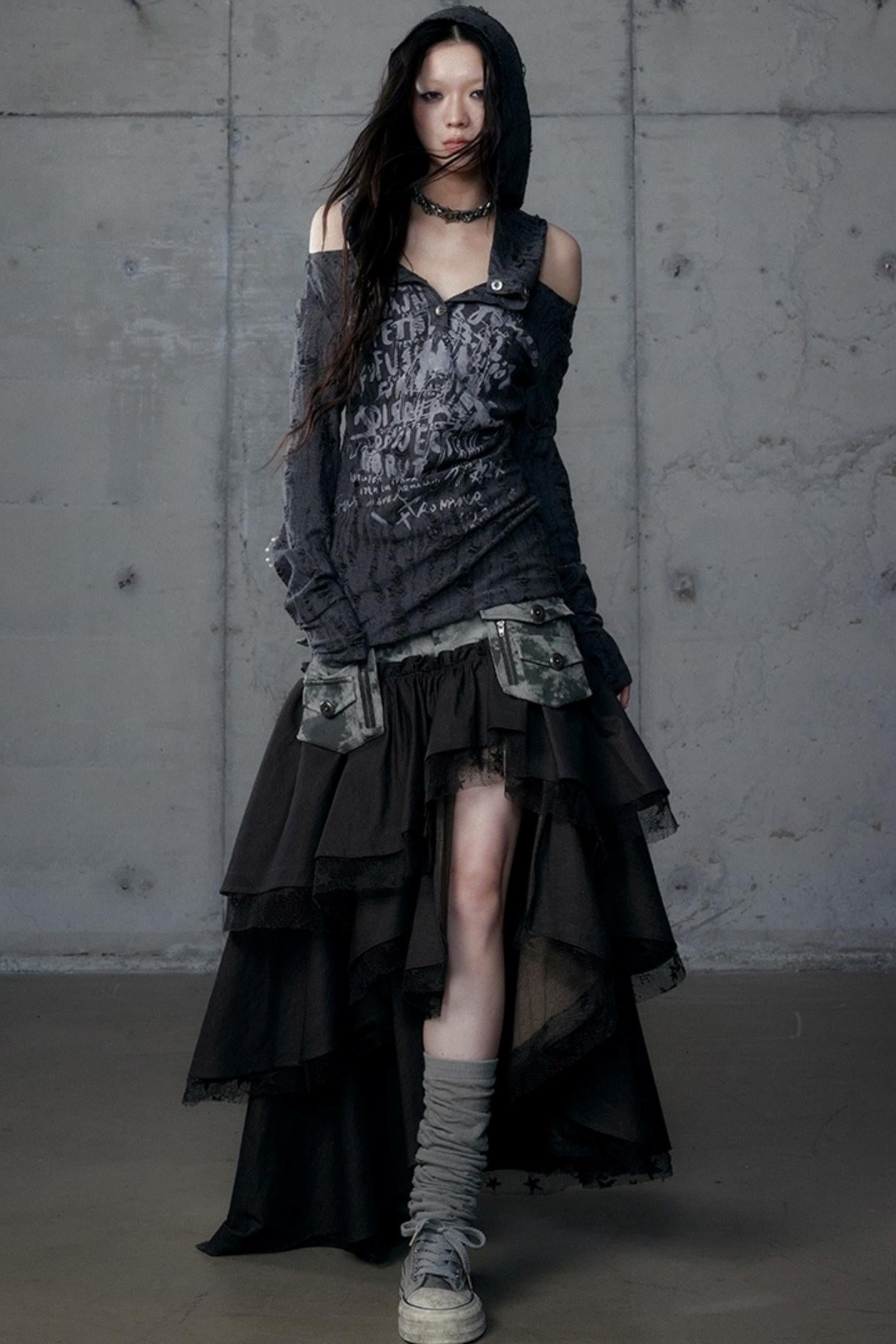 Vintage Punk Hooded Top