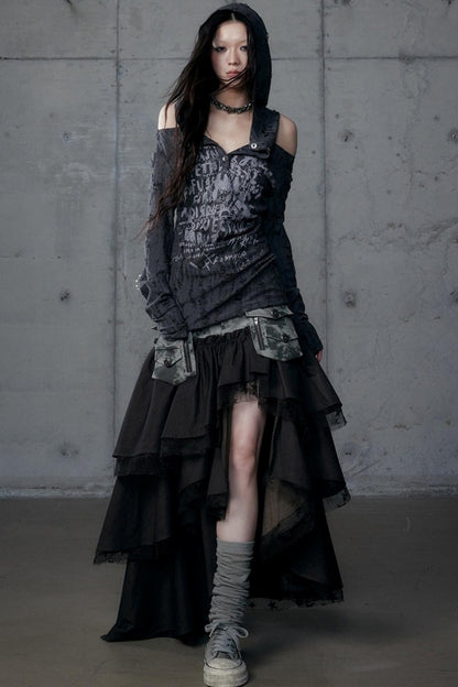 Vintage Punk Hooded Top