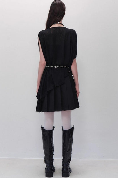 Shadow Pleated Short Skirt