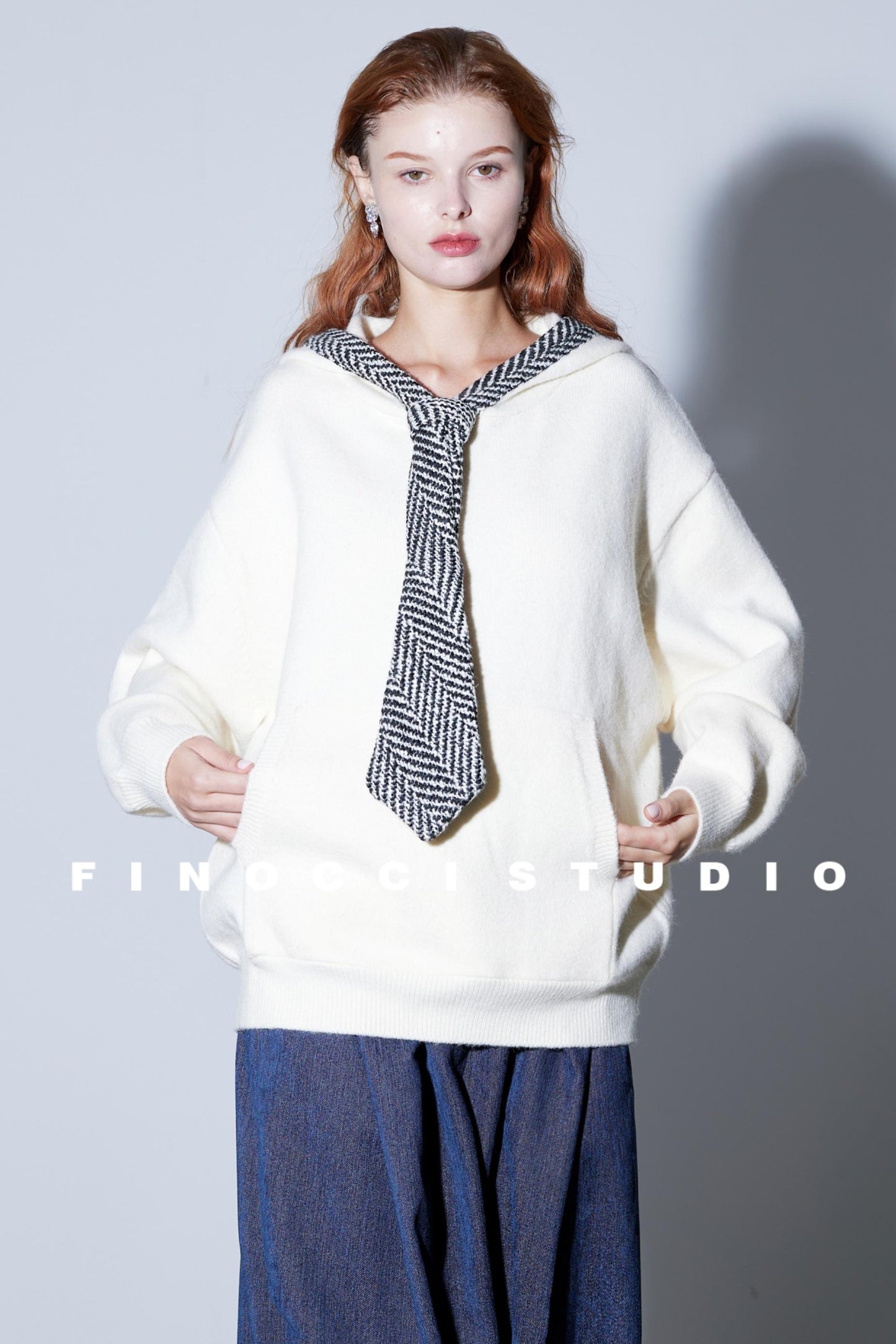 Herringbone Hooded Winter Top