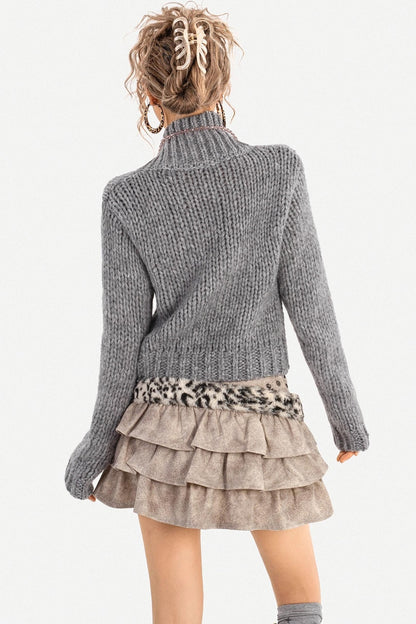 Romantic Chunky Knit Turtleneck Sweater