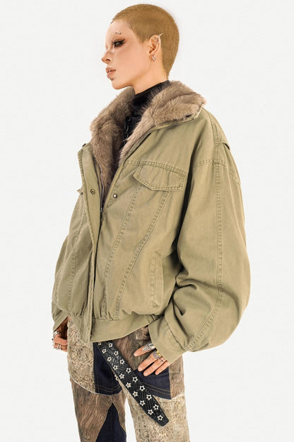 Punk Fur Collar Cotton Jacket