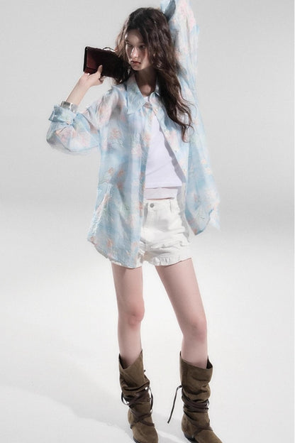 Resort Sunscreen Embroidery Shirt