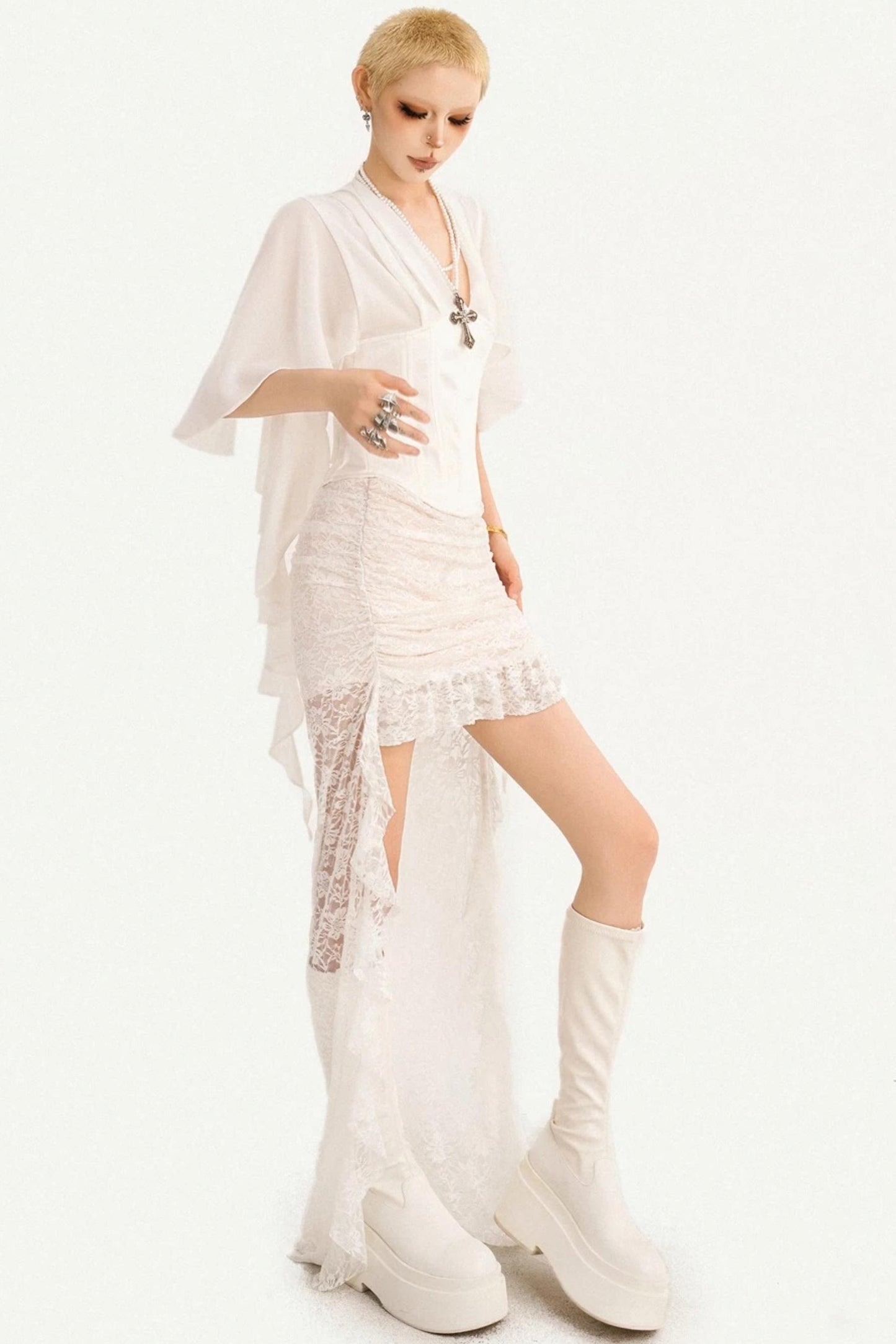 French Ribbon Mesh Blouse