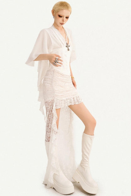 French Ribbon Mesh Blouse