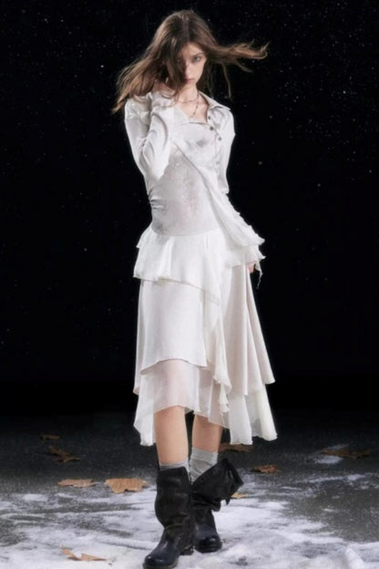 Irregular Gradient Ruffle Dress